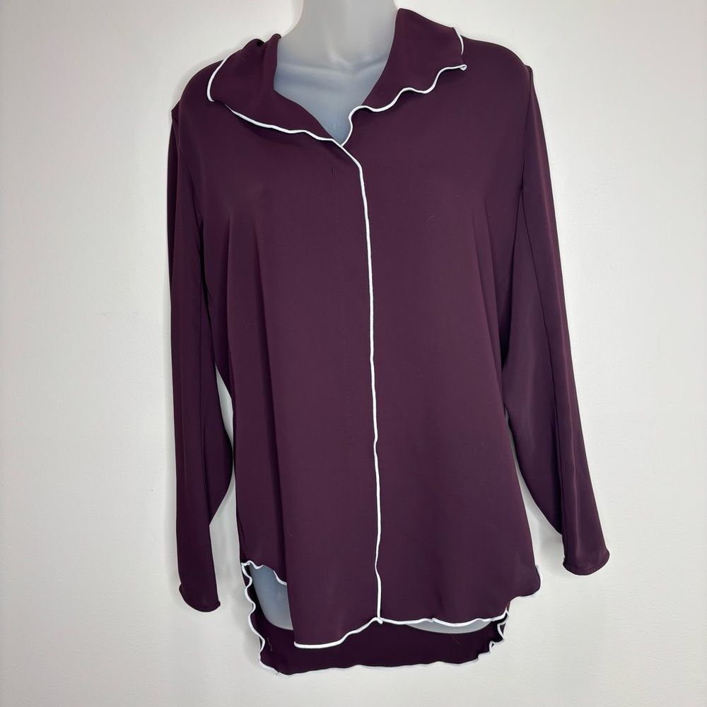 Aritzia Babaton Rena Top long sleeve blouse size small purple white office